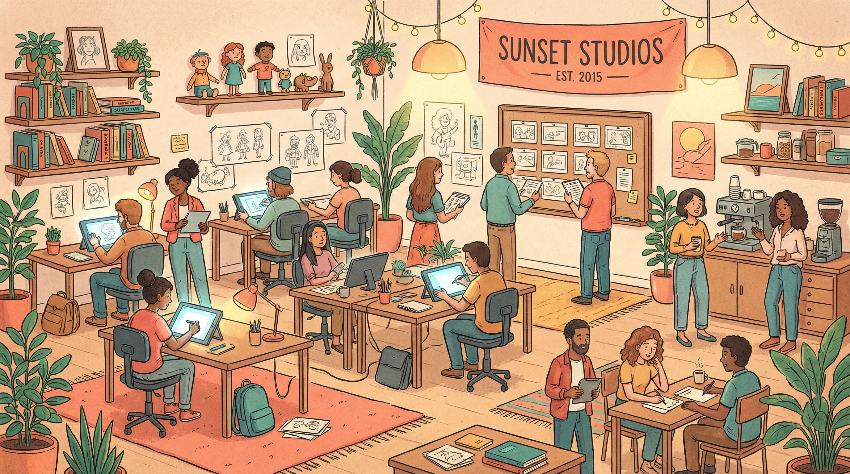 同人动漫 | 专业动漫内容聚合平台 | 百万同人创作者的动漫家园创始团队在动画工作室中的合影